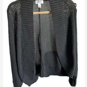 LOFT Black Cardigan Sweater Open Front Knit